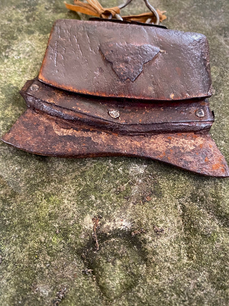 Antique 18th Century Leather Flint Striker Fire Steel Pouch With Bat Decoration