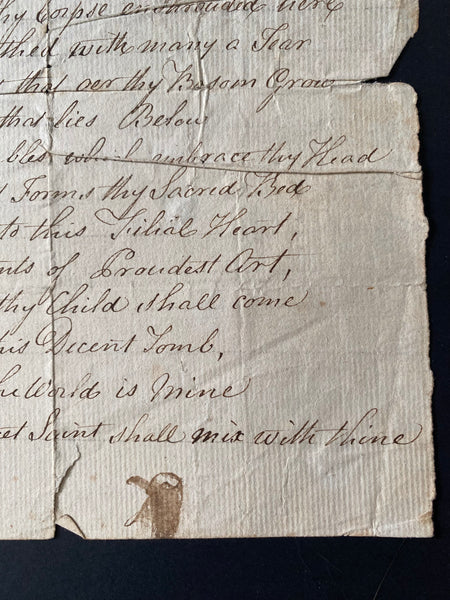 Antique 19th Century Macabre Handwritten Copy Of A Stone In Lancaster Church Yard