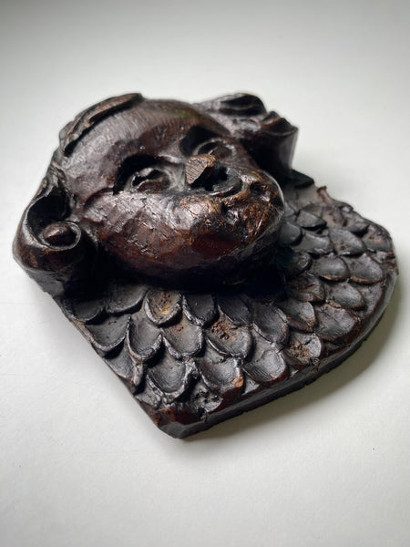 Antique Late 17th Century Carved Oak Cherub Panel