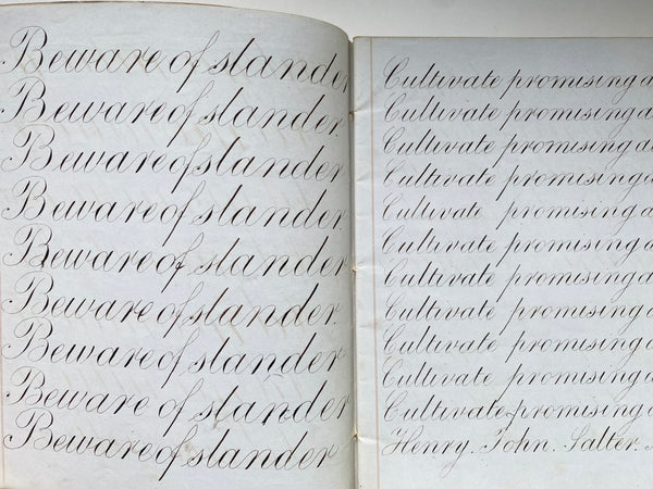 Collection Of Antique Penmanship Calligraphy Practice By Charles Salter Dated 1853