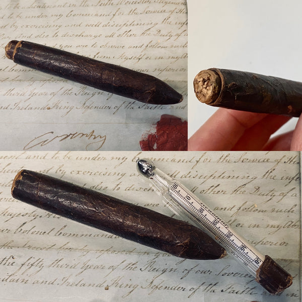 Antique Late 19th Century Thermometer Disguised As A Cigar