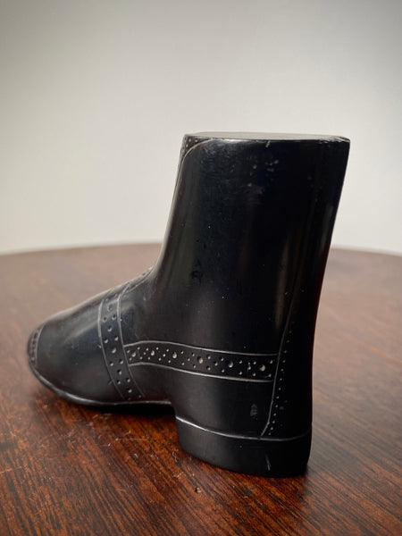 Charming Antique 19th Century Folk Art Carved Cannel Coal Boot Ornament