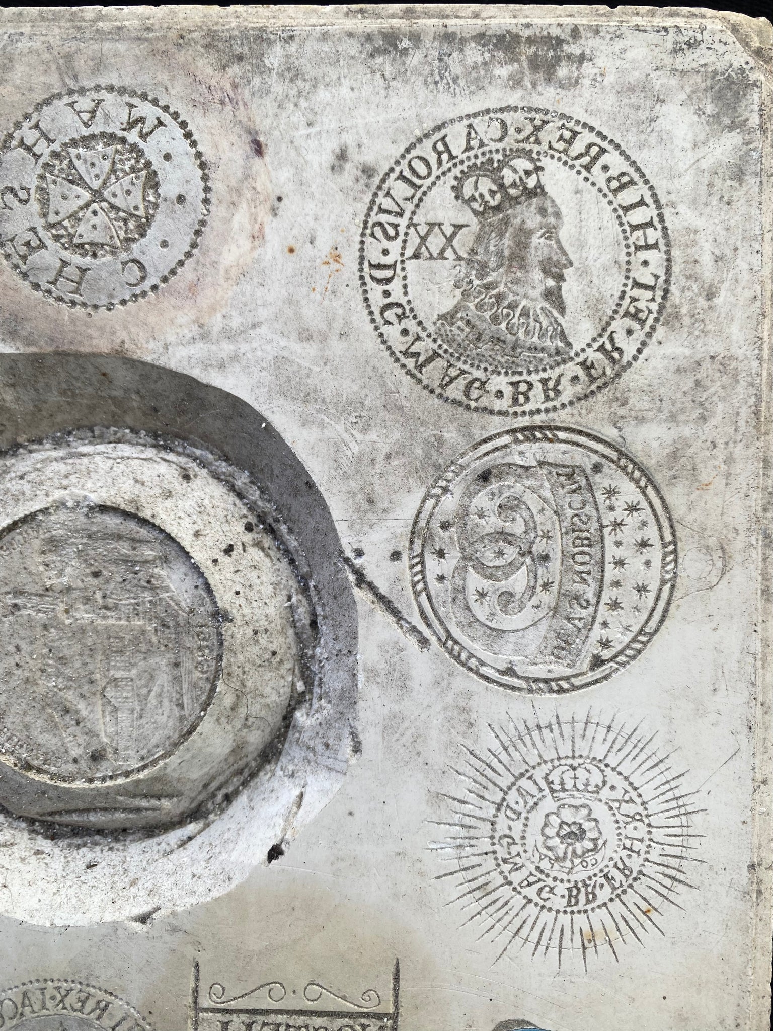 Curious Plaster Coin Mould With Various Imagery Of Coins Relating To Nostell Priory