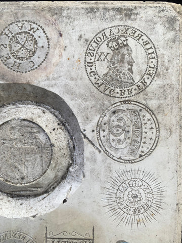 Curious Plaster Coin Mould With Various Imagery Of Coins Relating To Nostell Priory