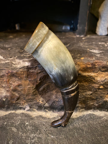 Rare Antique 19th Century Folk Art Horn Stirrup Cup In The Form Of A Gentleman’s Riding Boot