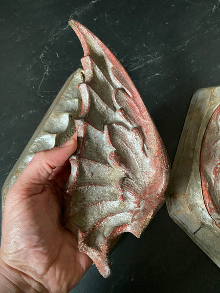 Rare Set Antique 19th Century Architectural Pattern Moulds Of A Gargoyle And Wings - Source Vintage