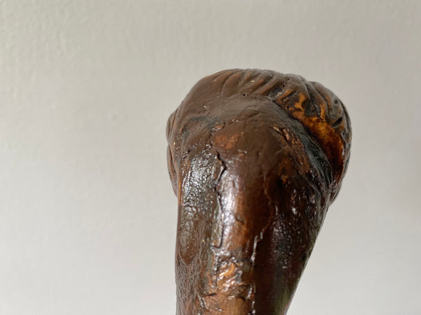 Rare Antique Early 20th Century Folk Art Hand Carved Figural Walking Stick In The Form Of Lloyd George