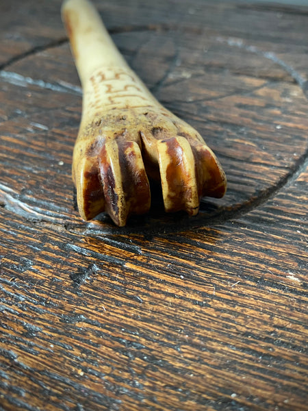 Antique 18th Century Initialled & Dated 1755 Folk Art Bone Apple Corer