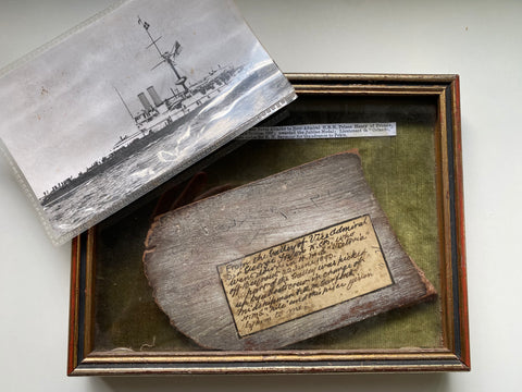 Rare Section Timber From 19th Century Royal Navy Battleship HMS ‘Victoria’, With Period Handwritten Manuscript Label Provenance