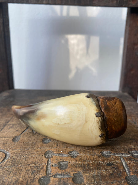 Rare Early Antique 19th Century Folk Art Horn & Wood Sailor Made Fid