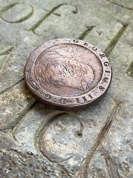 Antique 18th Century Georgian Cartwheel Penny With Curious Indentation Bullet Hole…?