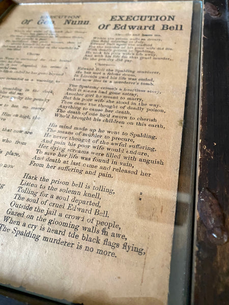 Very Rare Framed Antique 19th Century Broadside For The Execution Of George Nunn