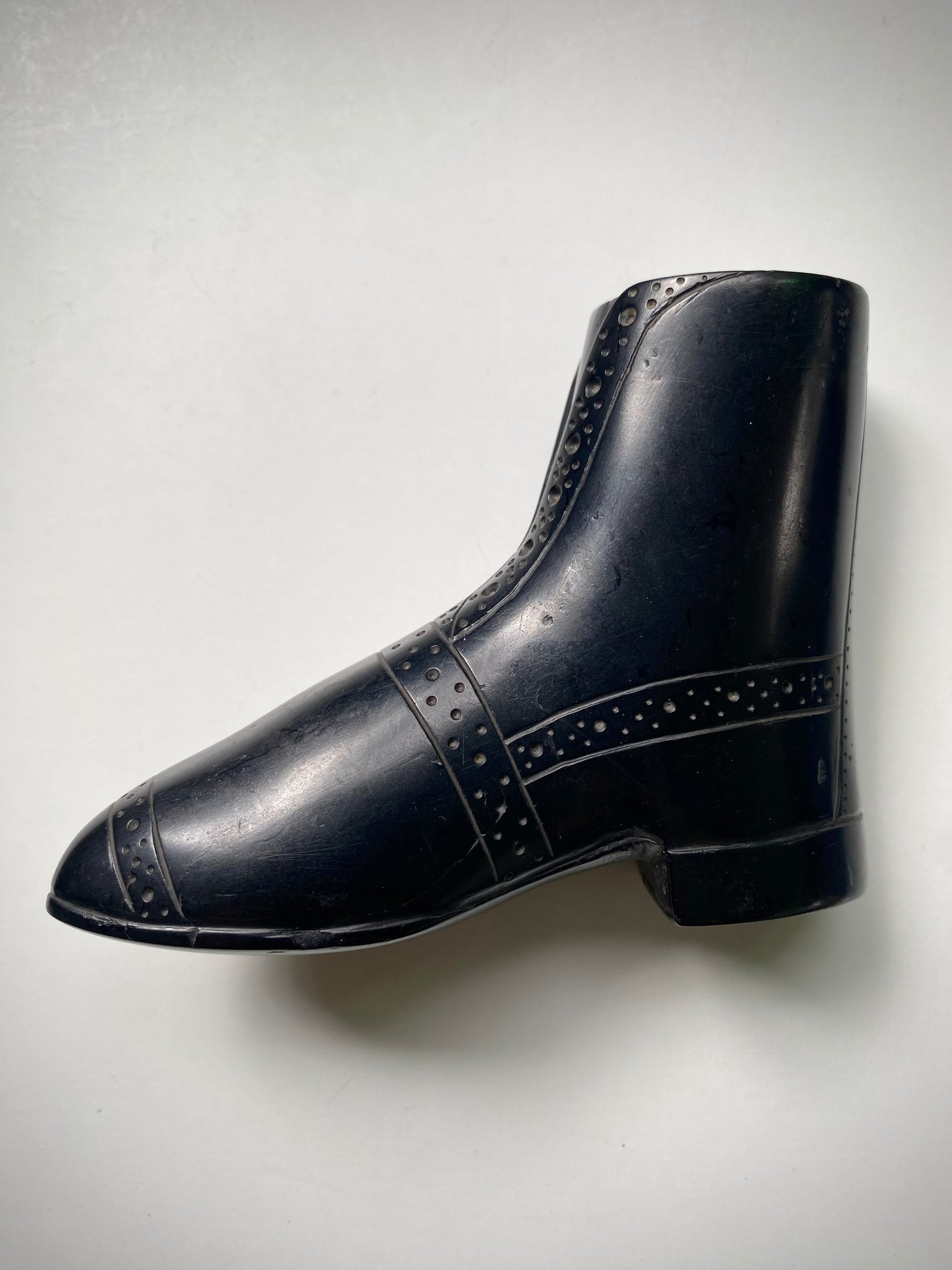 Charming Antique 19th Century Folk Art Carved Cannel Coal Boot Ornament