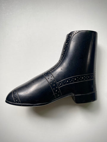 Charming Antique 19th Century Folk Art Carved Cannel Coal Boot Ornament