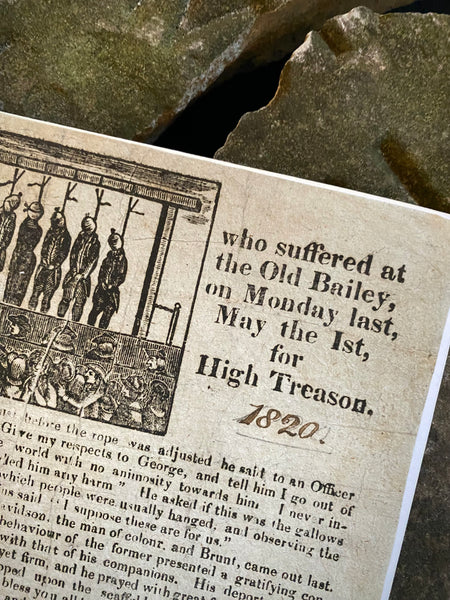 Rare Antique 19th Century Execution Broadside For The Execution Of Arthur Thistlewood and the Cato Street conspirators 1820