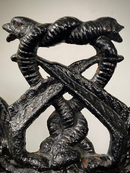 Antique 19th Century Victorian Cast Iron Door Porter In The Form Of Medusa