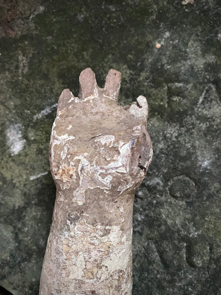 Antique 16th-17th Century Large Polychrome Wooden Arm Fragment
