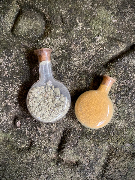 Pair Late 19th-Early 20th C. Miniature Glass Vials From An Apothecary Or Minerals Box