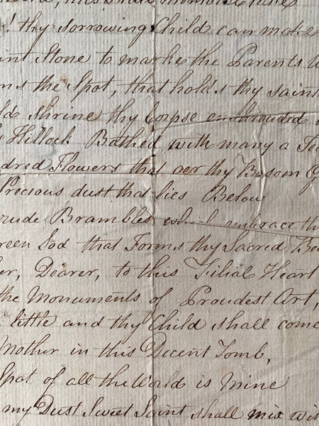 Antique 19th Century Macabre Handwritten Copy Of A Stone In Lancaster Church Yard