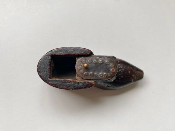 *RESERVED* Antique Early 19th Century Folk Art Treen Snuff Box In The Form Of A Boot