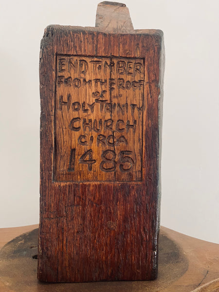 Rare Antique 15th Century End Timber From The Roof Of Holy Trinity Church c.1485