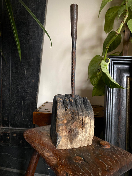 Antique 18th Century Primitive Gnarly Candle Holder - Source Vintage