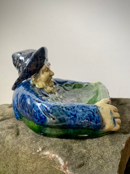Antique 19th Century Ceramic Tip Tray In The Form Of A Fisherman