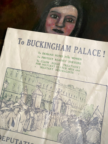 Rare Antique Original 1914 Suffragette Double Sided Flyer – Emmeline Pankhurst’s Deputation to Buckingham Palace - Source Vintage