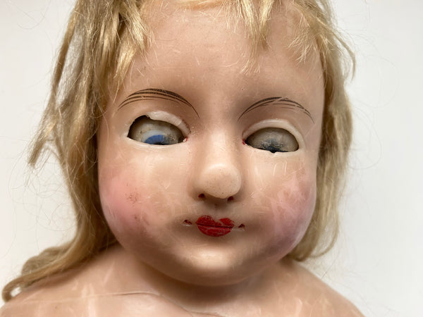 Creepy Antique 19th Century Wax Doll’s Head Bust