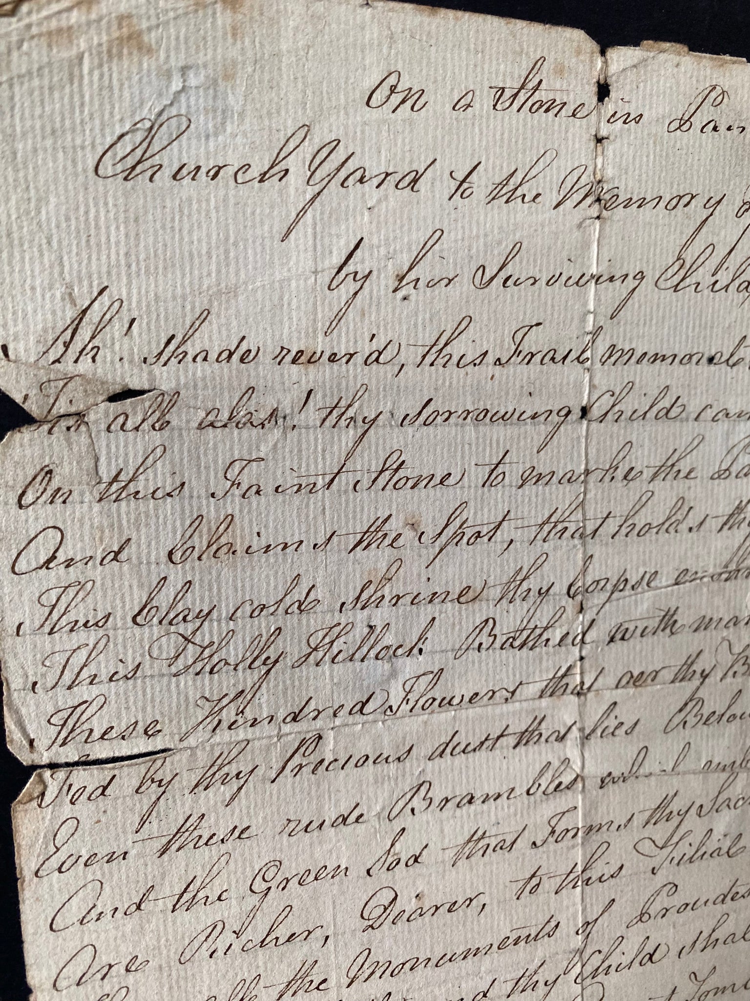 Antique 19th Century Macabre Handwritten Copy Of A Stone In Lancaster Church Yard