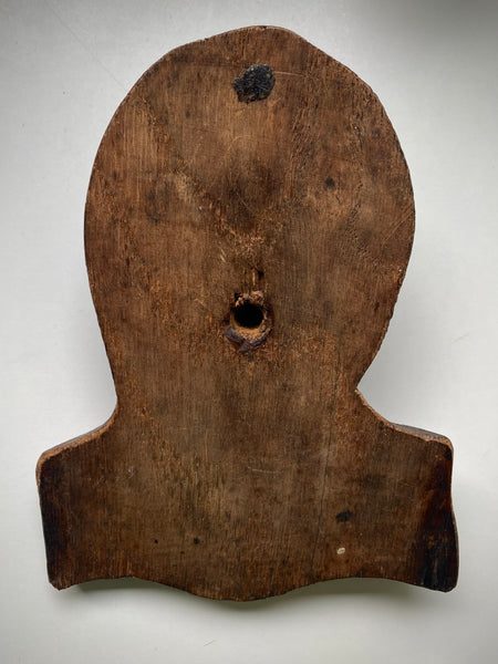 Antique 18th-19th Century Folk Art Carved Wooden Face Of A Woman