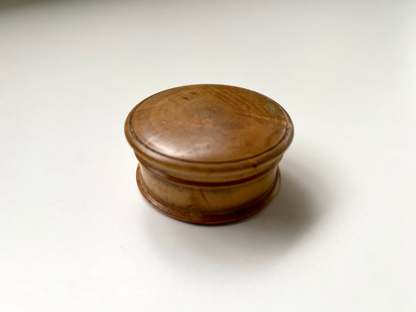 Antique 19th Century Treen Box With Wafer Seal Impression Inside