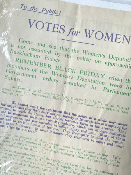 Rare Antique Original 1914 Suffragette Double Sided Flyer – Emmeline Pankhurst’s Deputation to Buckingham Palace