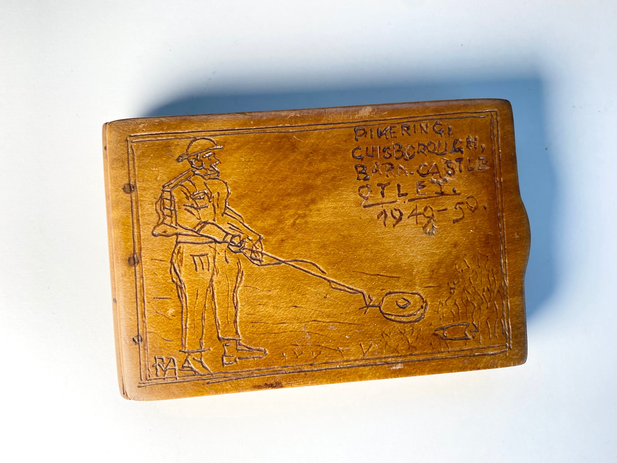 Folk Art Treen Case Relating To Britain’s First Ever Military Use Of A Bomb Squad With Local Yorkshire Interest - Source Vintage