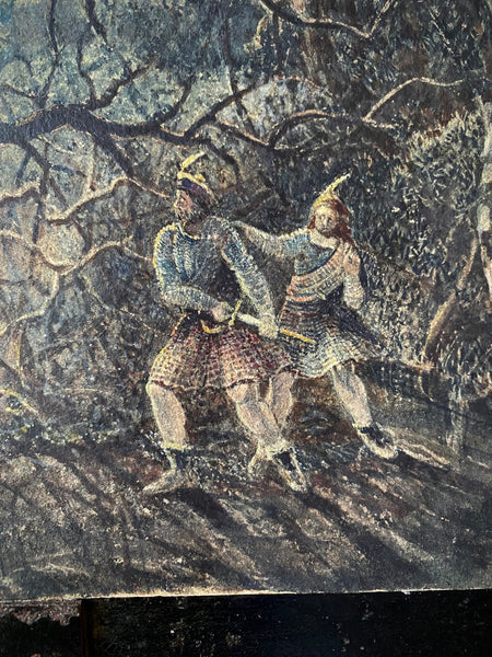 Mysterious Antique Watercolour Painting Depicting Witches In A Forest, Circa Late 19th To Early 20th Century