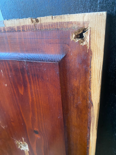 A Door Panel With Bullet Holes & Police Forensic Evidence Markers Recovered From A Crime Scene