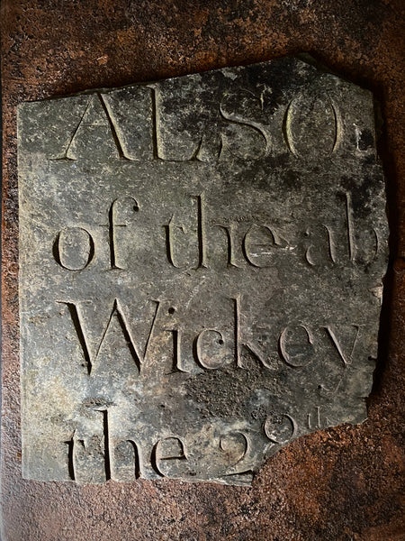 Rare Antique 18th Century Slate Gravestone Fragment ‘Wickey’