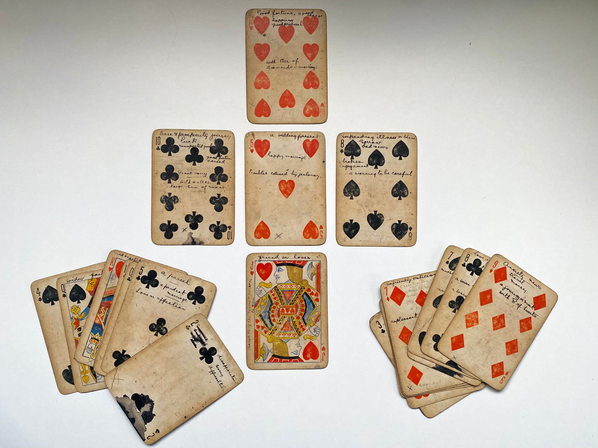 Rare Antique Folk Art Tarot Fortune Telling Cards Made By A Soldier During World War 1