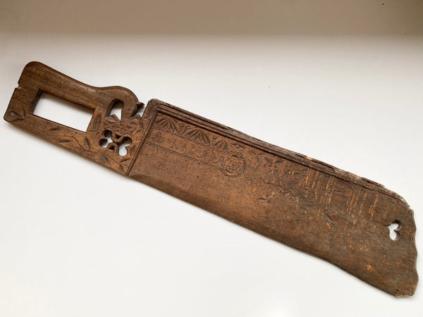 **RESERVED** Antique Treen Scandinavian Love Token Linen Flax Sword Beater Initialled & Dated 1835