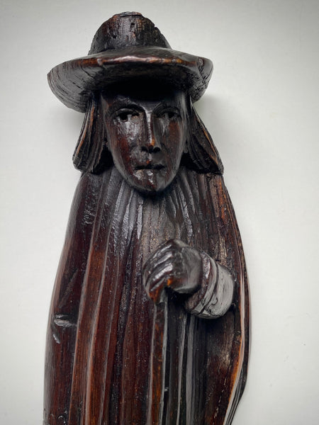 *RESERVED FOR STEVEN* Rare Antique 16th-17th Century Carved Puritan Figure