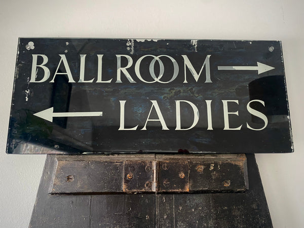 Vintage Glass Hotel Sign For ‘Ballroom’ & ‘Ladies’ c.1970’s