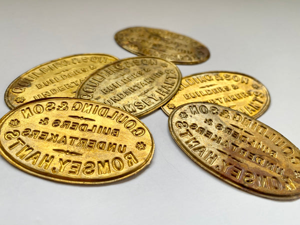 Antique Edwardian Gilt Metal Coffin Plaques Goulding & Son Builders & Undertakers