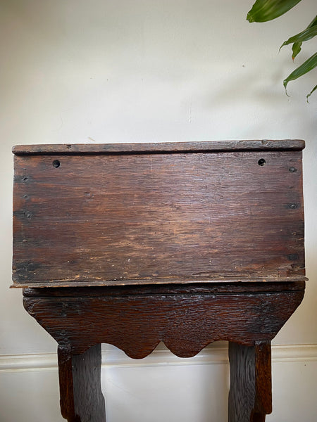 Antique 17th Century Oak Bible Box Dated 1654, Initialled, Heavily Carved, Cryptic Text & Symbols, Faint Protection Mark To One Side