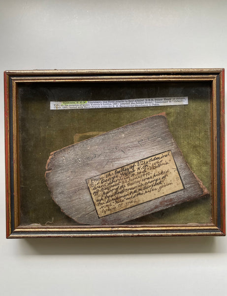 Rare Section Timber From 19th Century Royal Navy Battleship HMS ‘Victoria’, With Period Handwritten Manuscript Label Provenance