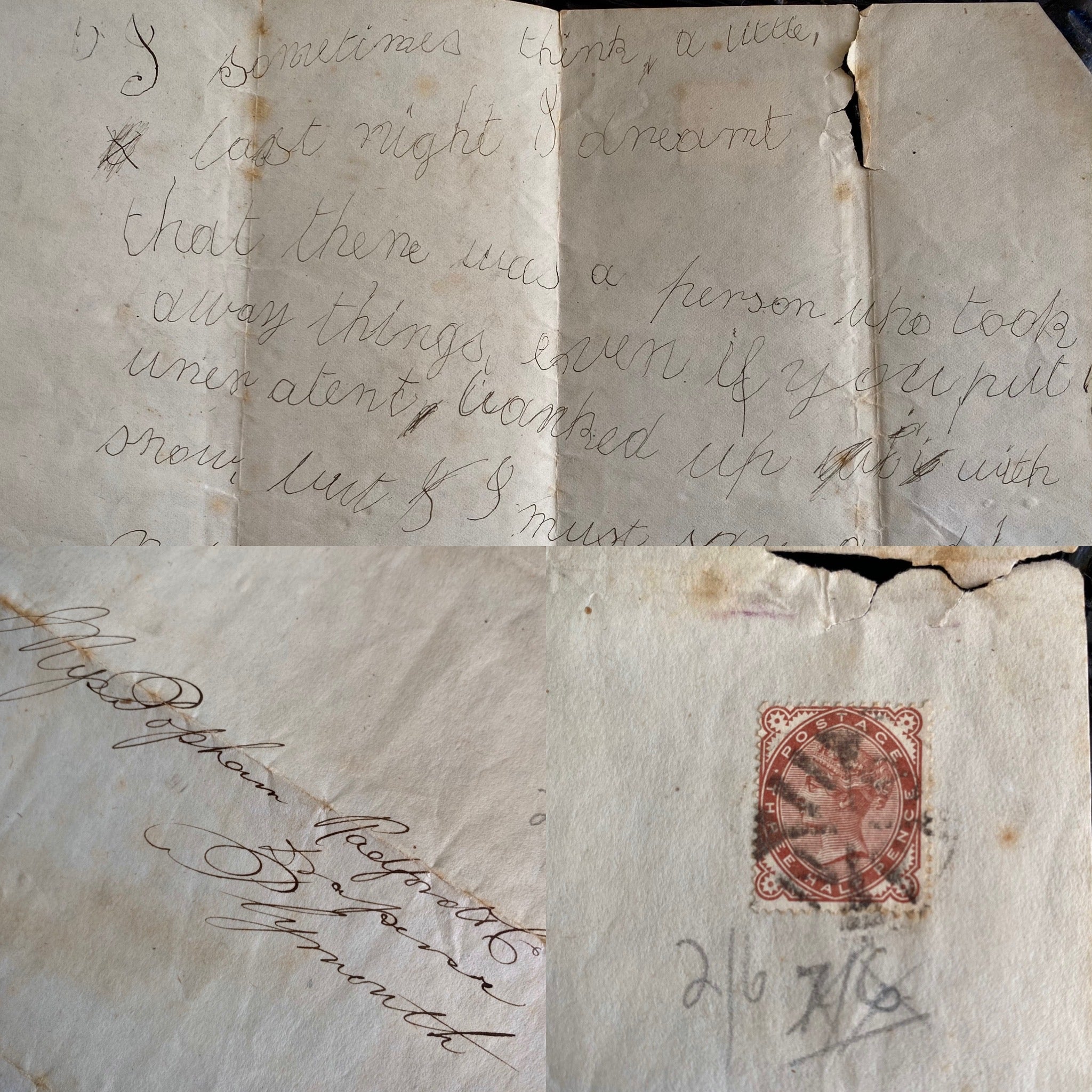 Antique 19th Century Handwritten Psychography Written In A Trance Like State c.1880 Occult Paranormal Spiritualism