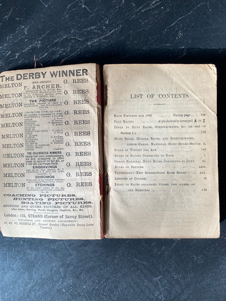 Antique 19th Century Horse Racing Form Book Dated 1885 - Source Vintage