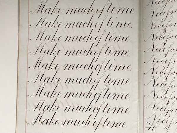 Collection Of Antique Penmanship Calligraphy Practice By Charles Salter Dated 1854