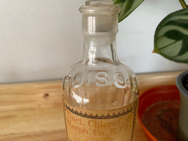 **RESERVED** Poison Bottle With Original Label From Goodalls Chemist Leeds - Source Vintage