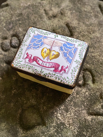 Antique 18th Century Bilston Enamel Patch Box Love Token