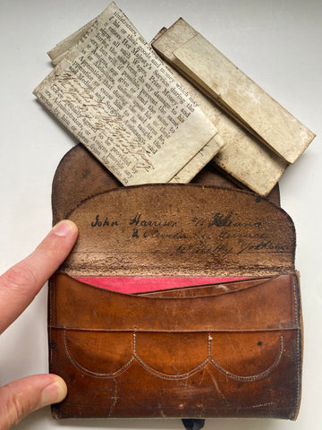 Antique 19th Century Seaman’s Pouch + Period Documents John Harrison, Whitby & Robin Hoods Bay Interest